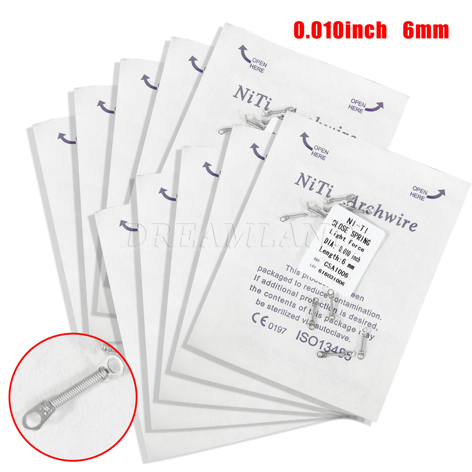 Dental Orthodontic Niti Closed Coil Spring High Resilience 10pcs/pack CE FDA