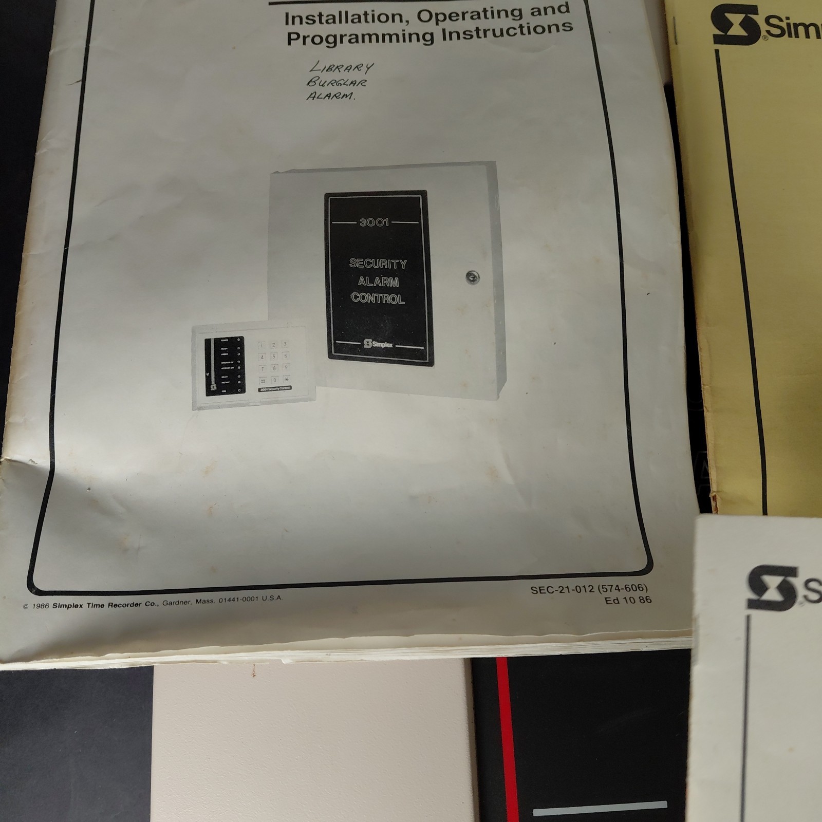 UNTESTED Simplex 3001-9001 Security and Fire Alarm Control Panel & Manuals READ