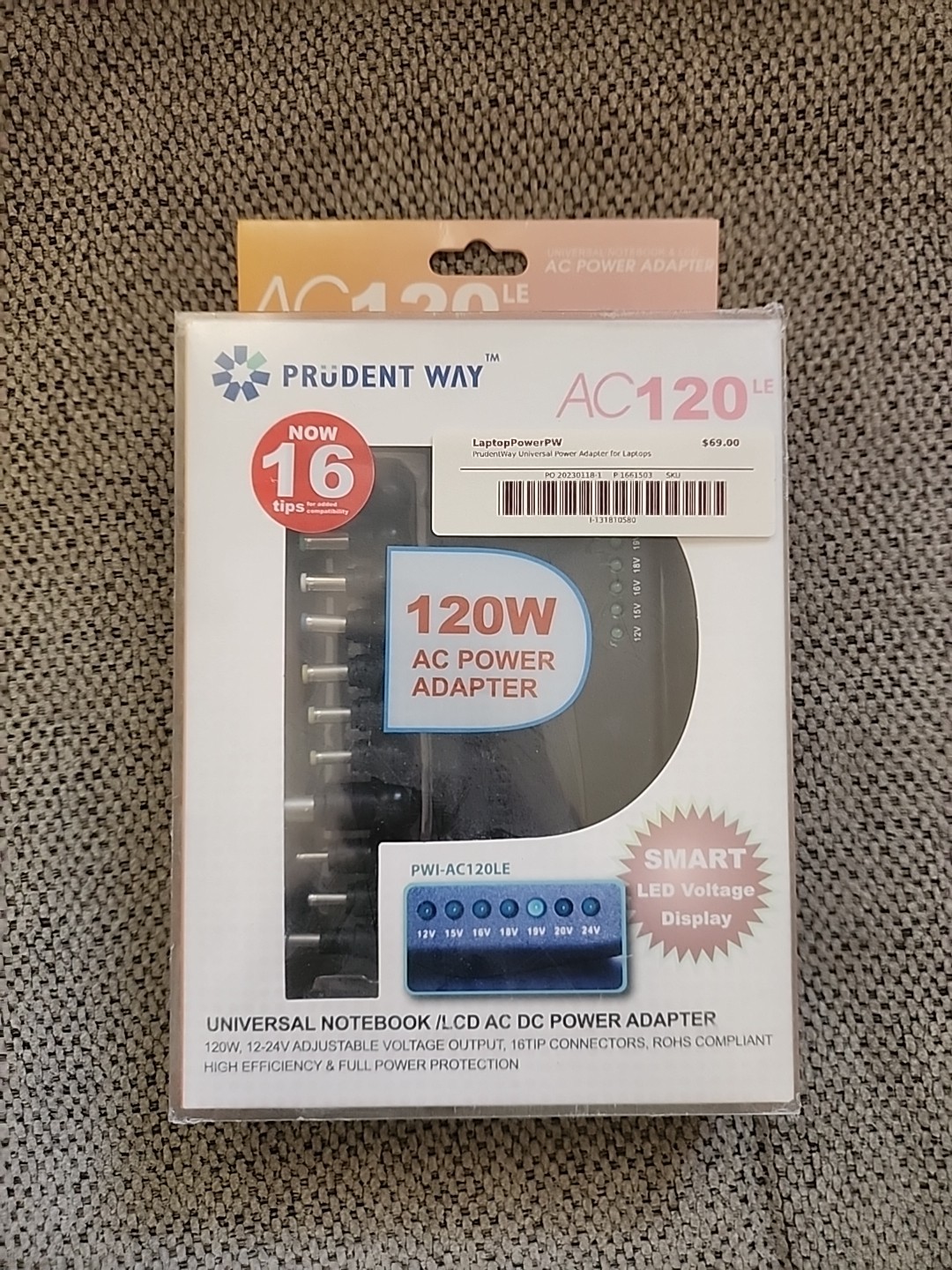 PRUDENT WAY, UNIVERSAL NOTEBOOK, PWI-AC120LE, LCD AC-DC POWER ADAPTER