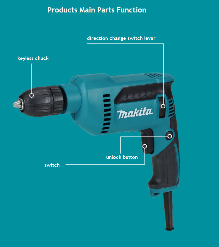 Makita DP4021 Corded 220-240V Drill 630W 3000Rpm 13mm Keyless 271mm 1.6kg US(X)