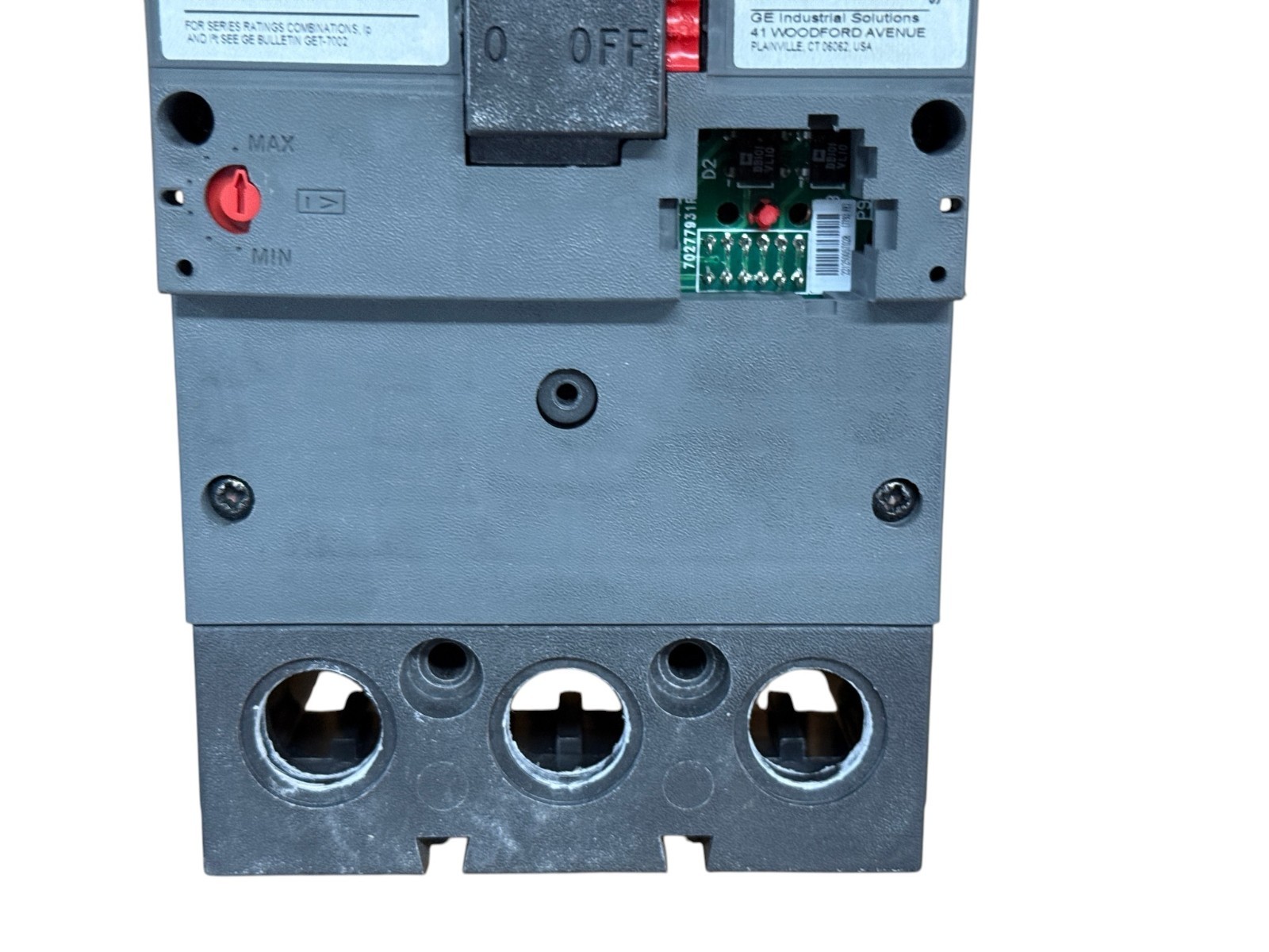 GE SFHA36AT0250 250A 3-PHASE 3-POLE 600V SPECTRA SFHA ELECTRONIC CIRCUIT BREAKER