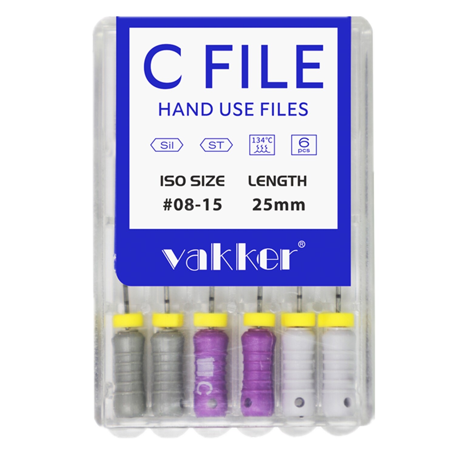 Vakker Dental Rotary Endo Files Stainless Steel C Files Root Canal 21/25mm