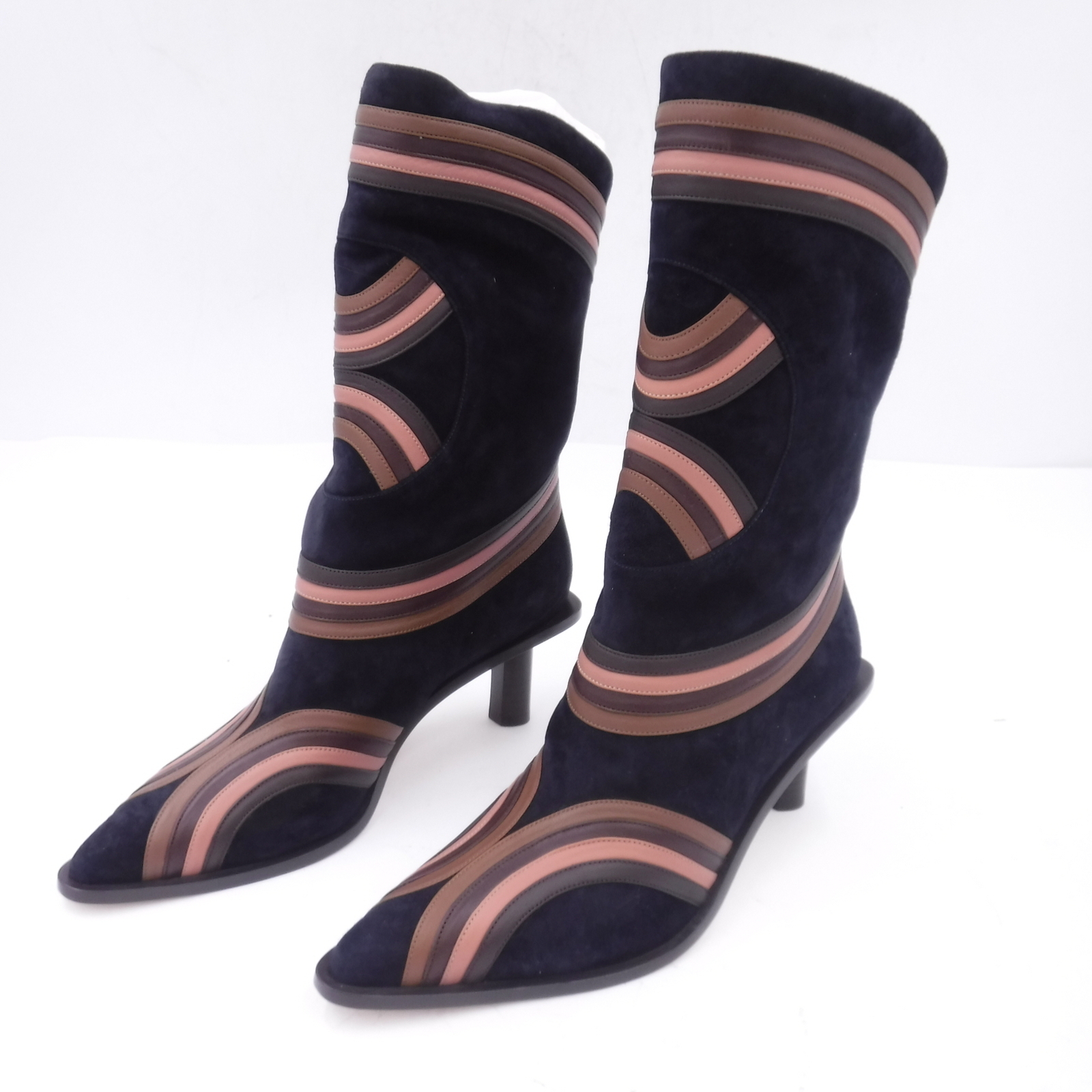 37.5(7) Tamara Mellon Mid-calf Boots, Cashmere/Leather, 65mm(2.6″) Heel,Twilight