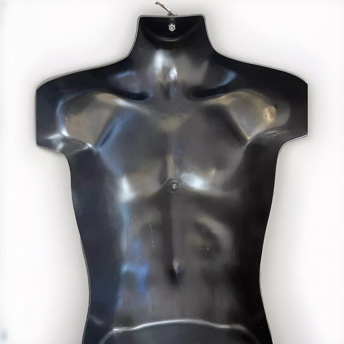 Torso Form Molded Man’s Shirt Frosted Fits S – L Hanging Male Mannequin Black