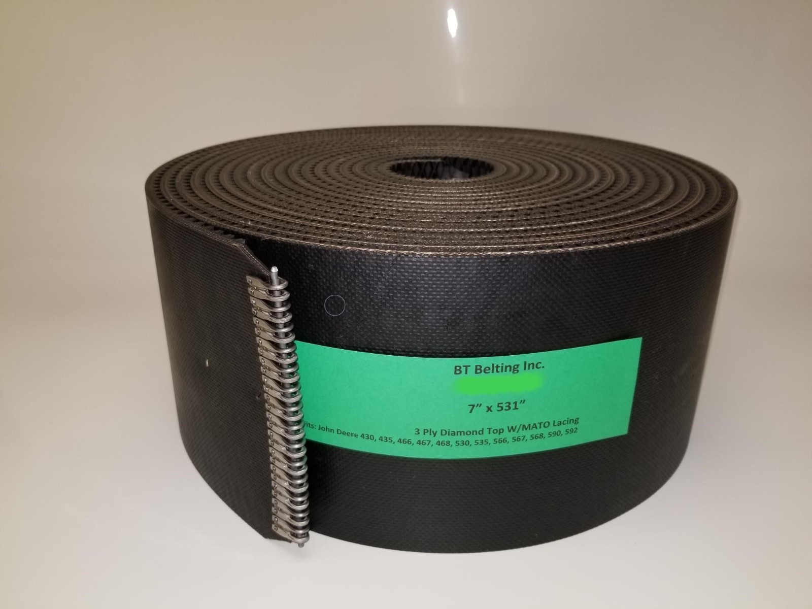 John Deere 567 Round Baler Belts Complete Set 3 Ply Diamond Top w/MATO Lacing
