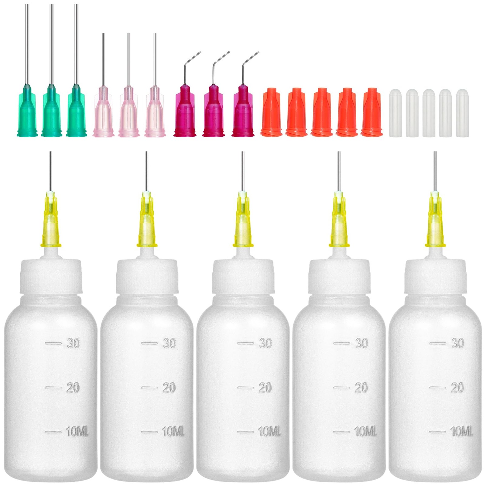 30cc Needle Glue Bottles, Precision Tip Squeeze 1 Ounces, transparent