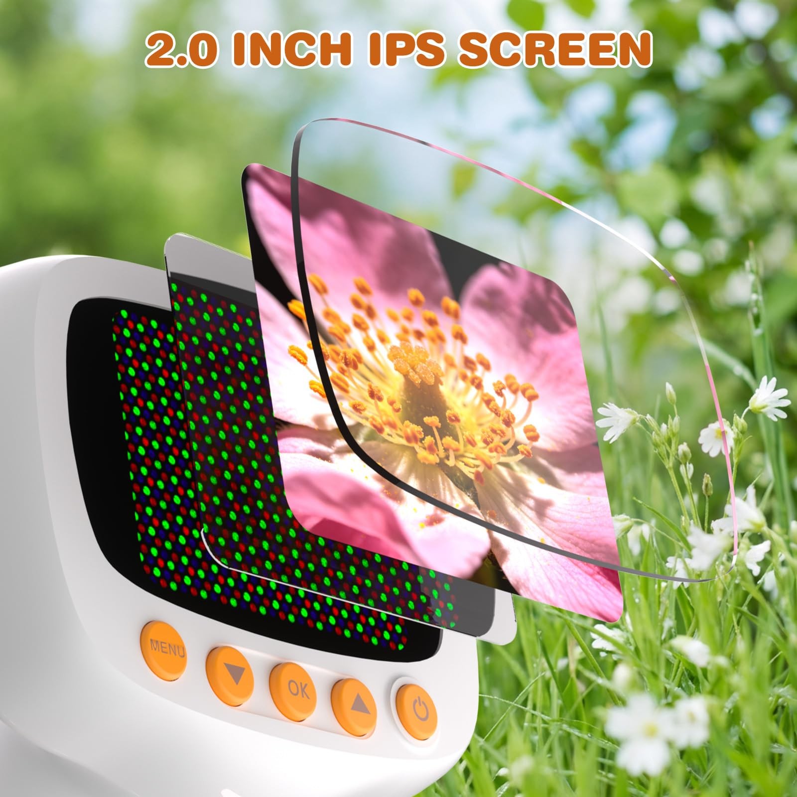 Pocket Kids Microscope for Over 3 Years Old, 1000X Handheld orange