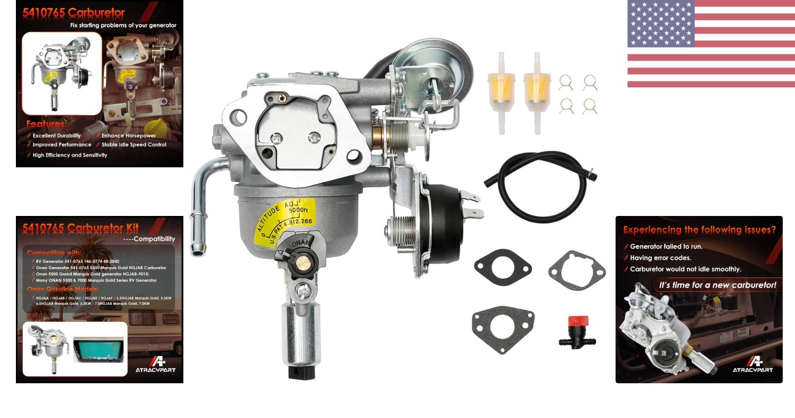 OEM Onan 5500 Carburetor with Gaskets & Fuel Filter – Easy Bolt-On Installation