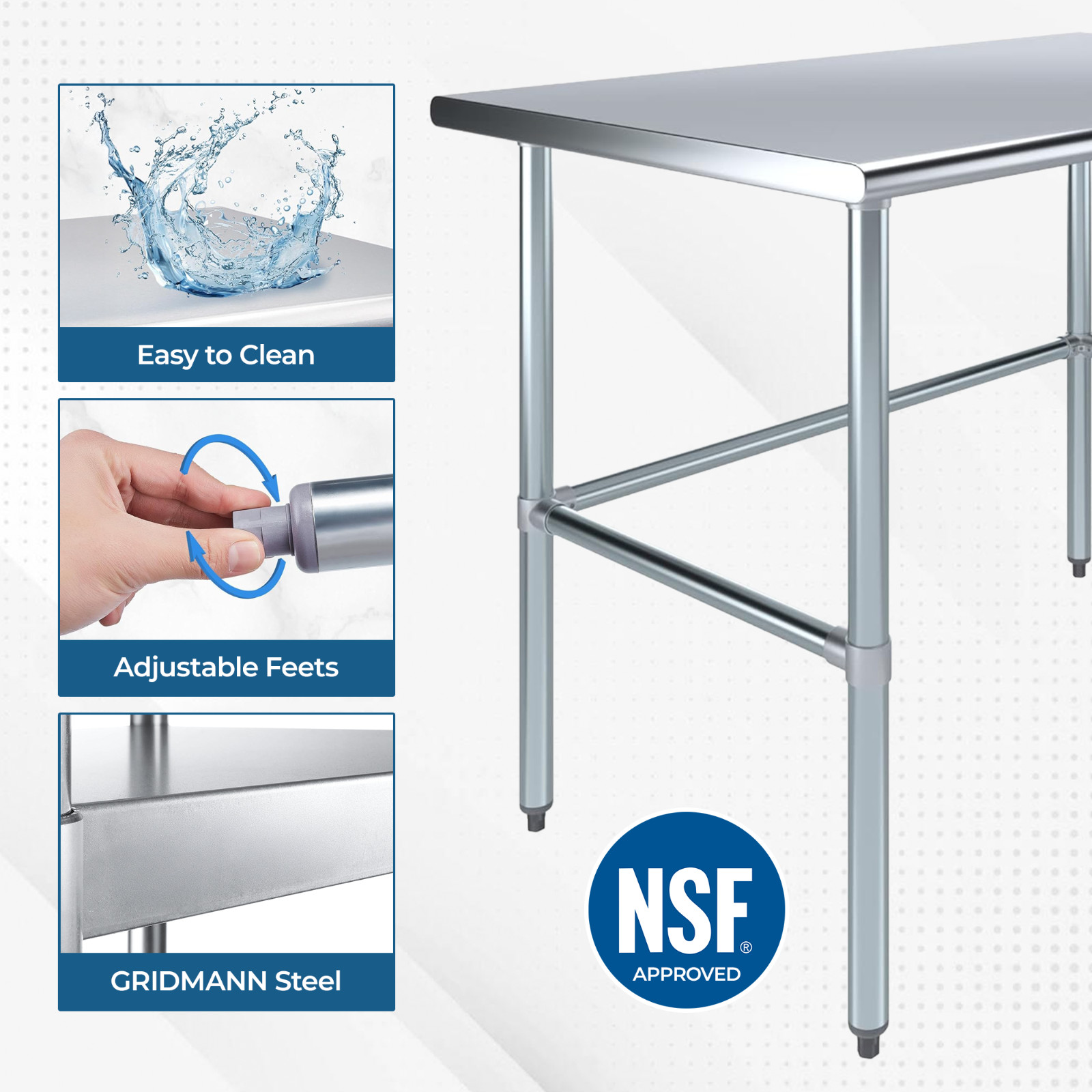 Stainless Steel Food Prep Appliance Storage DIY Work Table Open Base 16”x48”