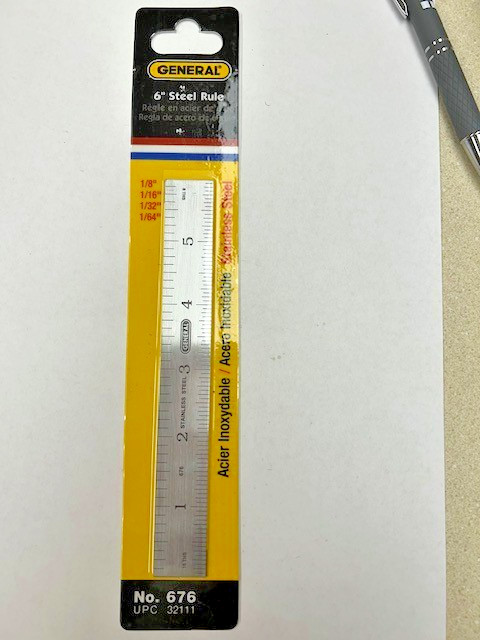 GENERAL TOOLS 676 STAINLESS STEEL RULER SCALE 1/8,1/16,1/32,1/64″ READING