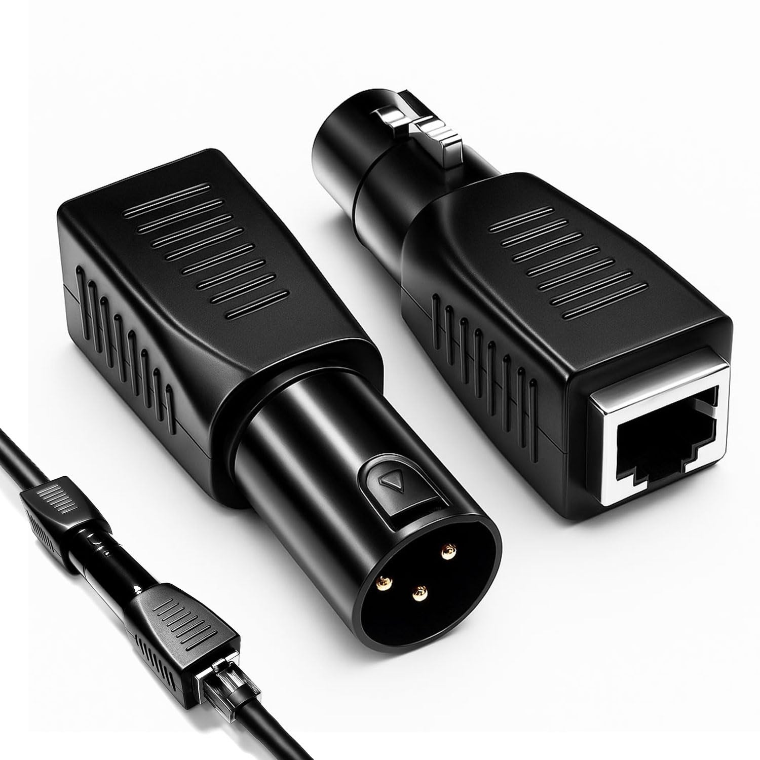 2 PCS DMX To RJ45 Adapter Kit 3Pin XLR Ethernet Converter Lighting Control