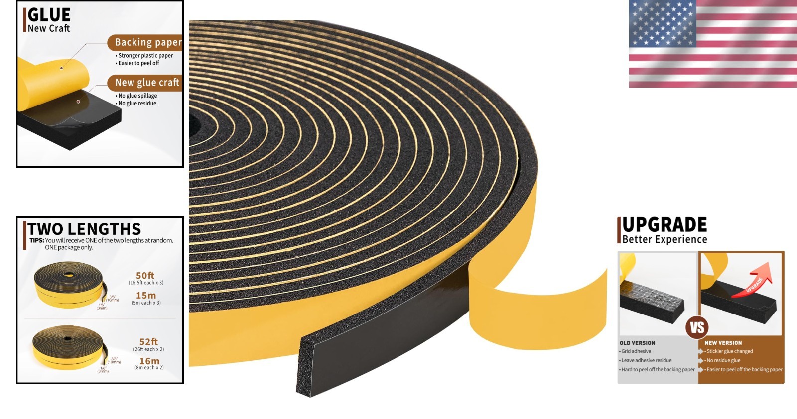 Neoprene Foam Seal Strip for Craft & DIY Projects – 50 Ft