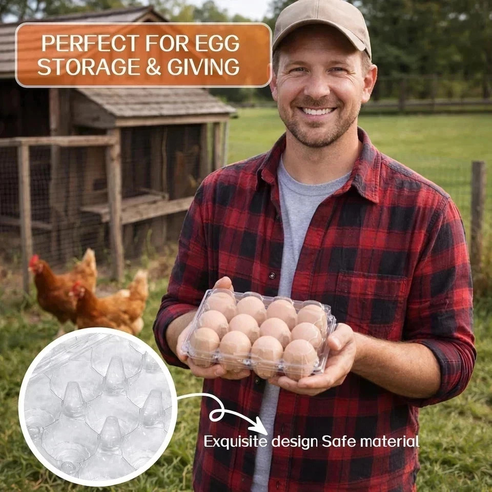 100 Packs Egg Cartons Cheap Bulk Plastic for 12 Eggs Clear Egg Cartons