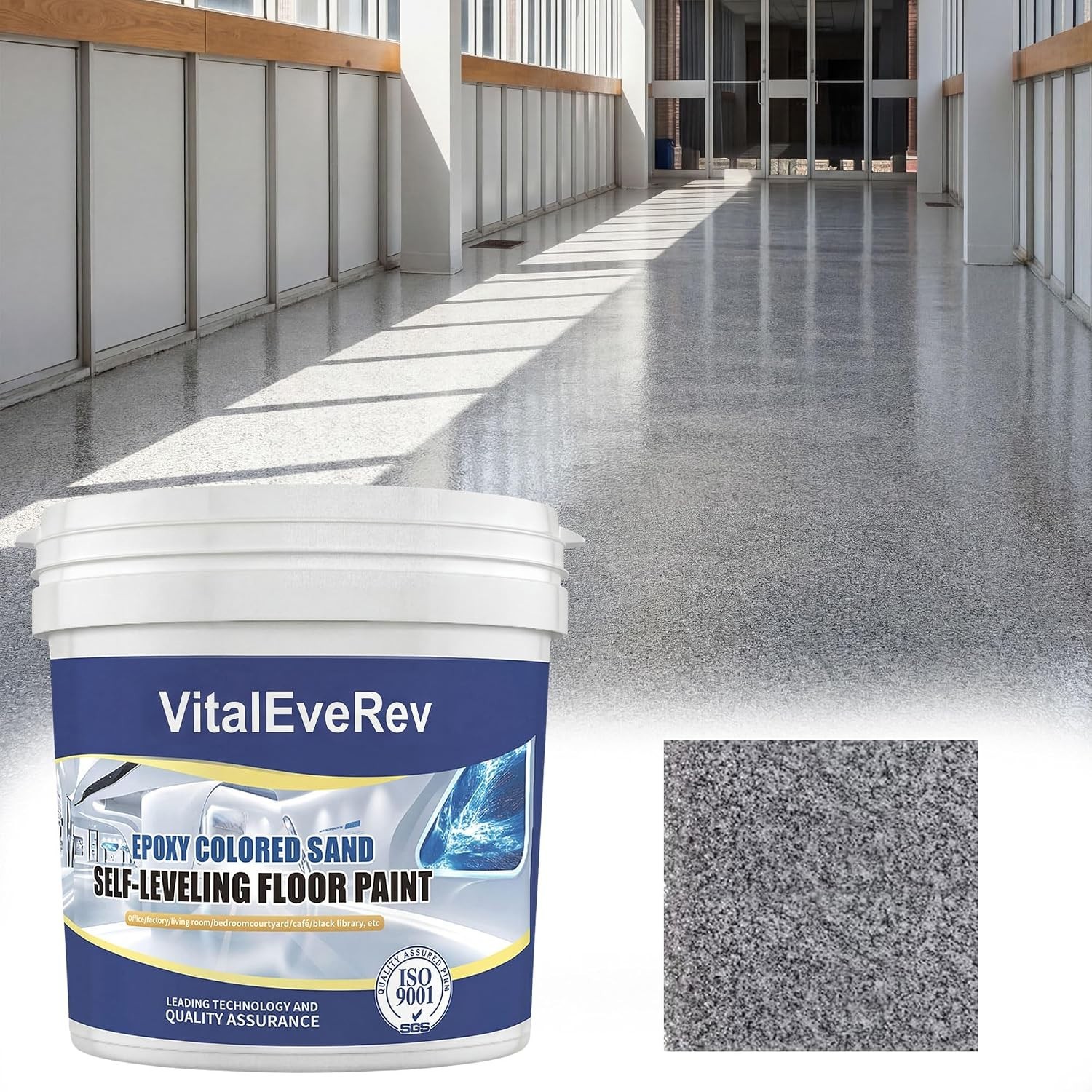 Epoxy Colored Sand Floor Paint, High-Gloss Self-Leveling Epoxy Coating for Inter
