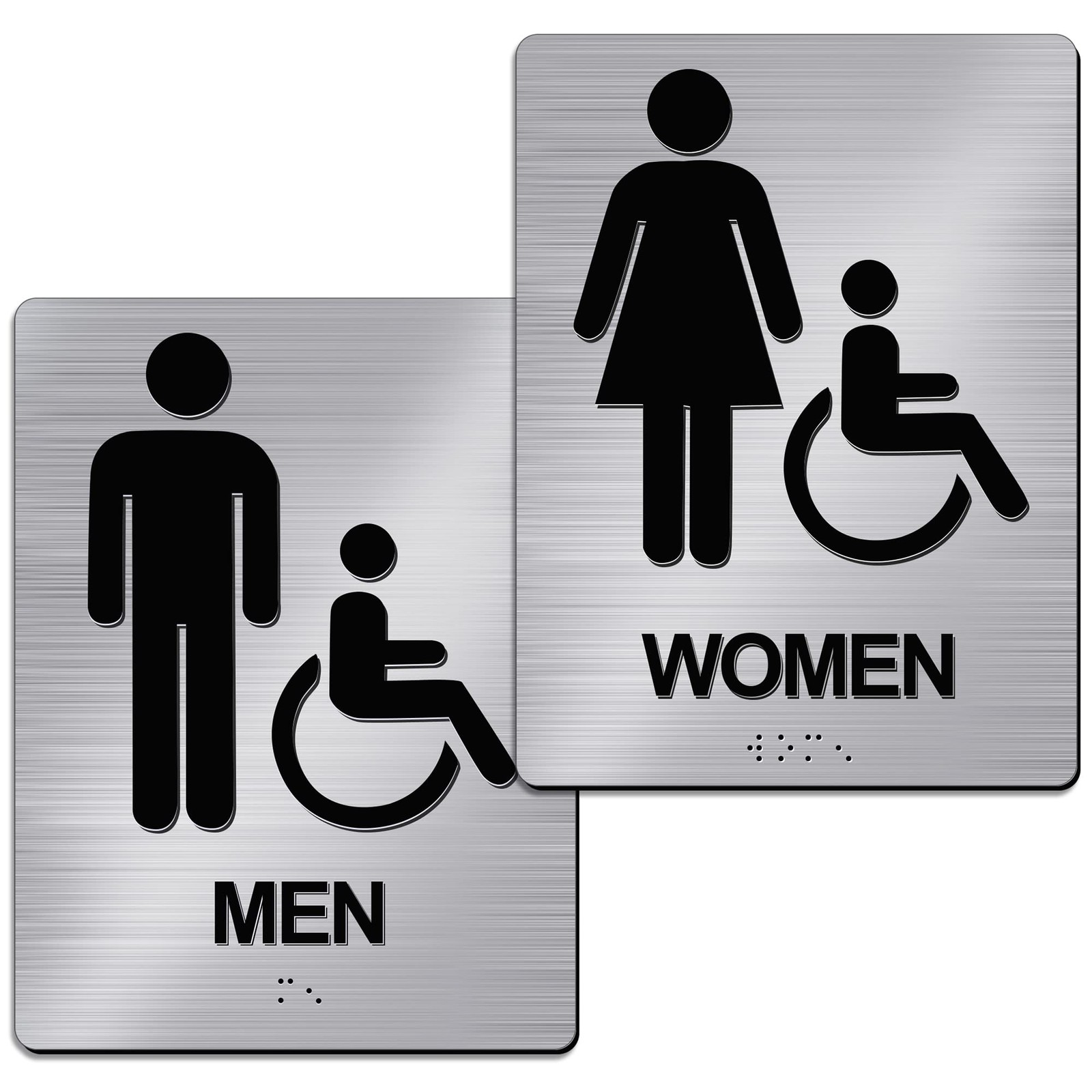 2 Pcs Restroom Sign Business Men and Women Commercial Bathroom Signs, 8 x 6 Inch