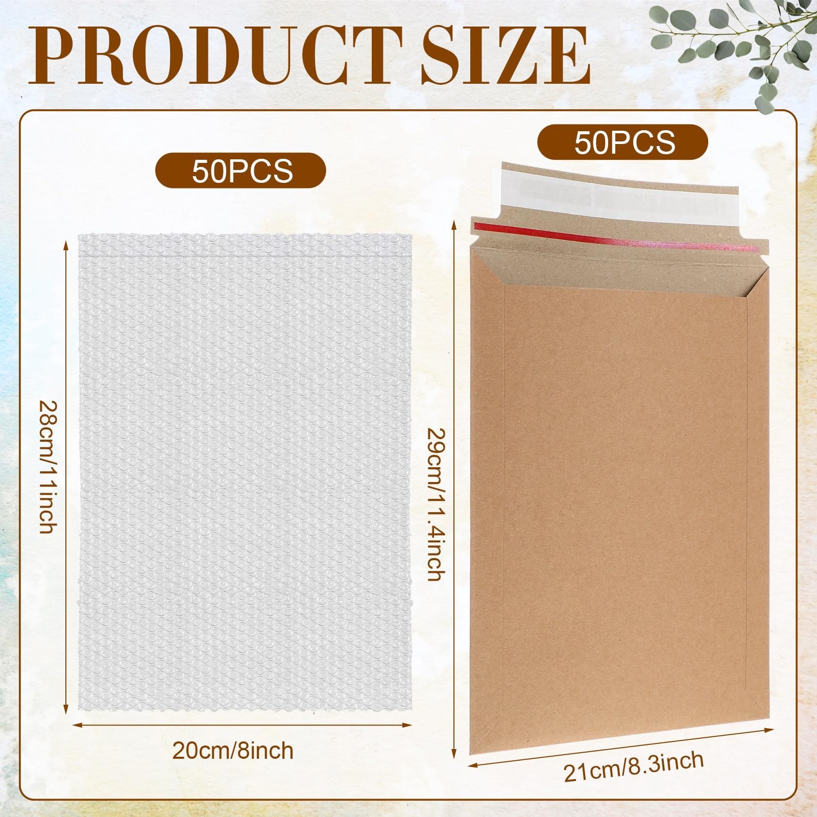200 Pcs Comic Book Mailers Shipping Box 8.27 x 11.42 Inches with Bubble Brown