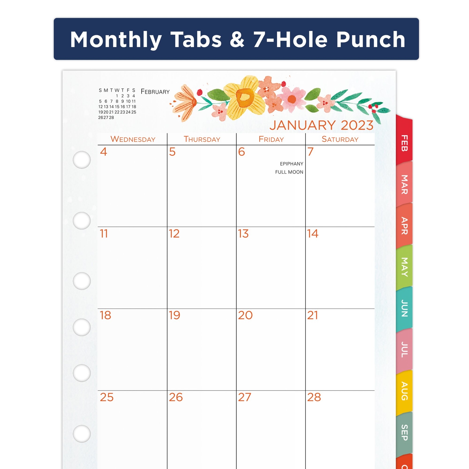 AT-A-GLANCE Kathy Davis 2023 Daily Monthly Planner Refill Loose-Leaf Desk Size 5