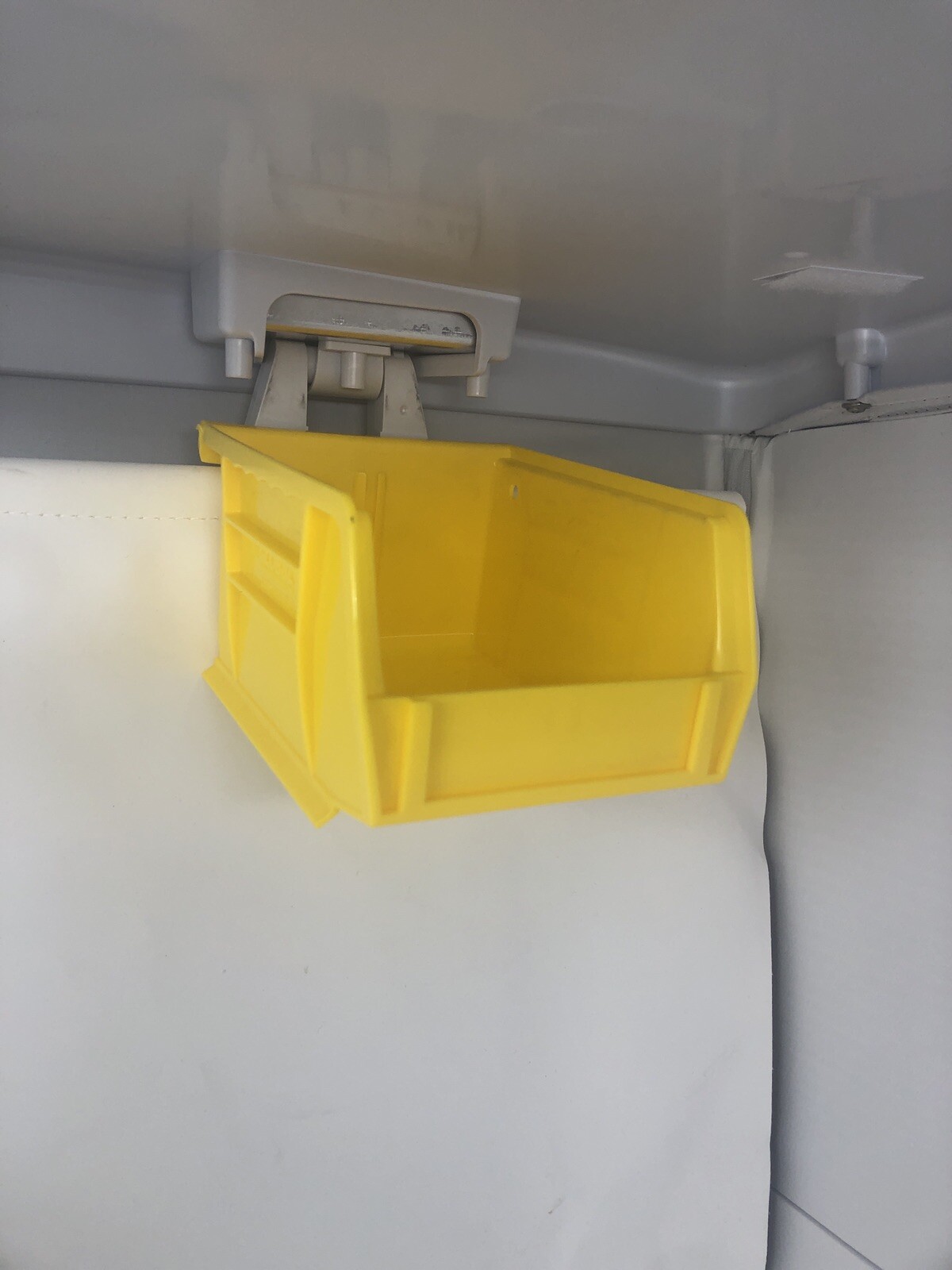 24PK YELLOW PLASTIC STACKABLE OR HANG STORAGE BIN TOYS TOOLS PARTS 5 1/2 X 4 X 3