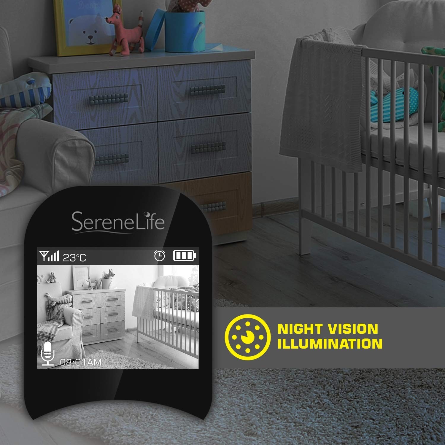 SereneLife USA Video Baby Monitor – Upgraded 850’ Wireless Long Range Came