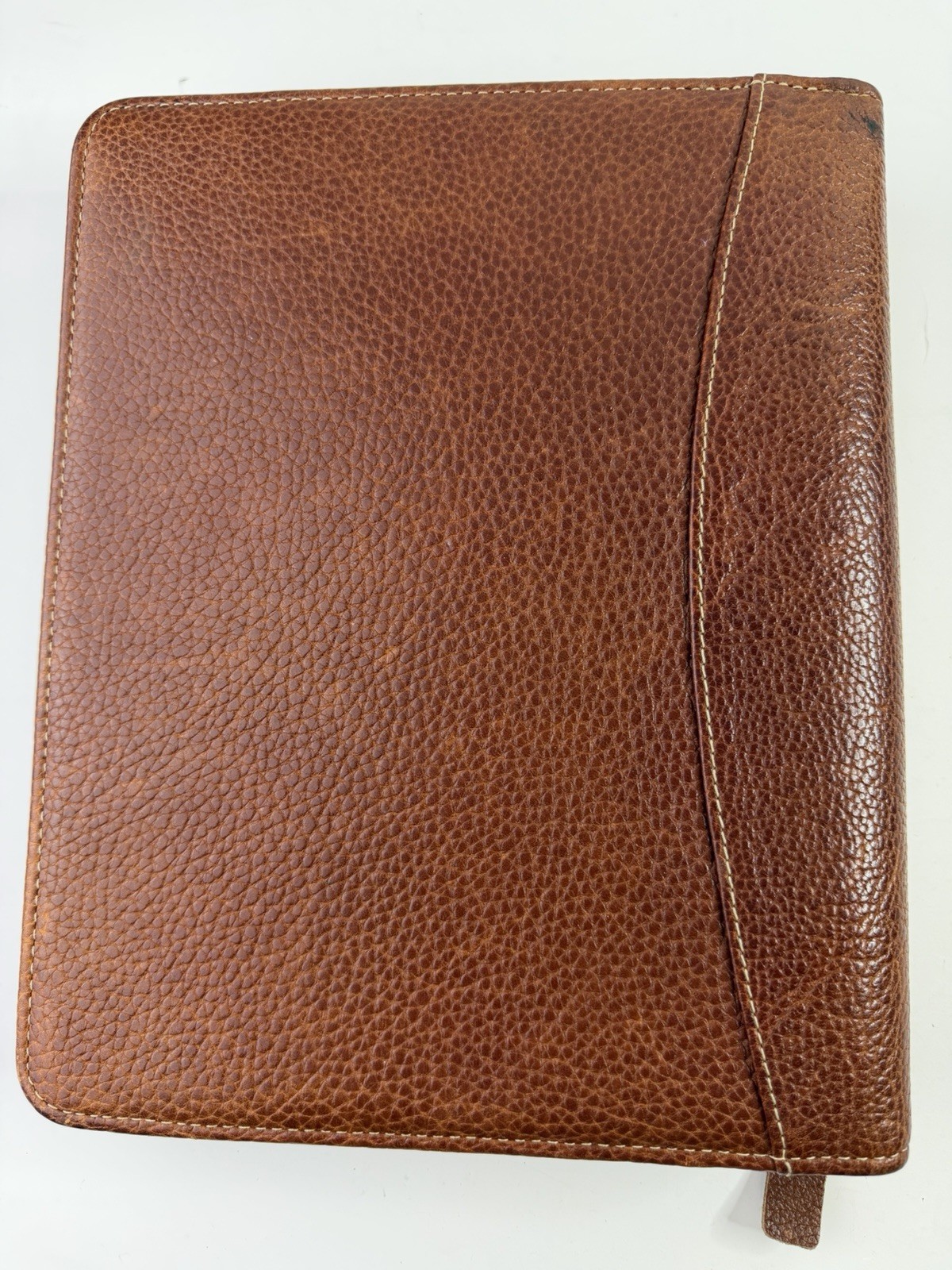 Franklin Quest Brown Pebbled Leather Organizer Planner 7 Ring Binder 11″ X 8.5″