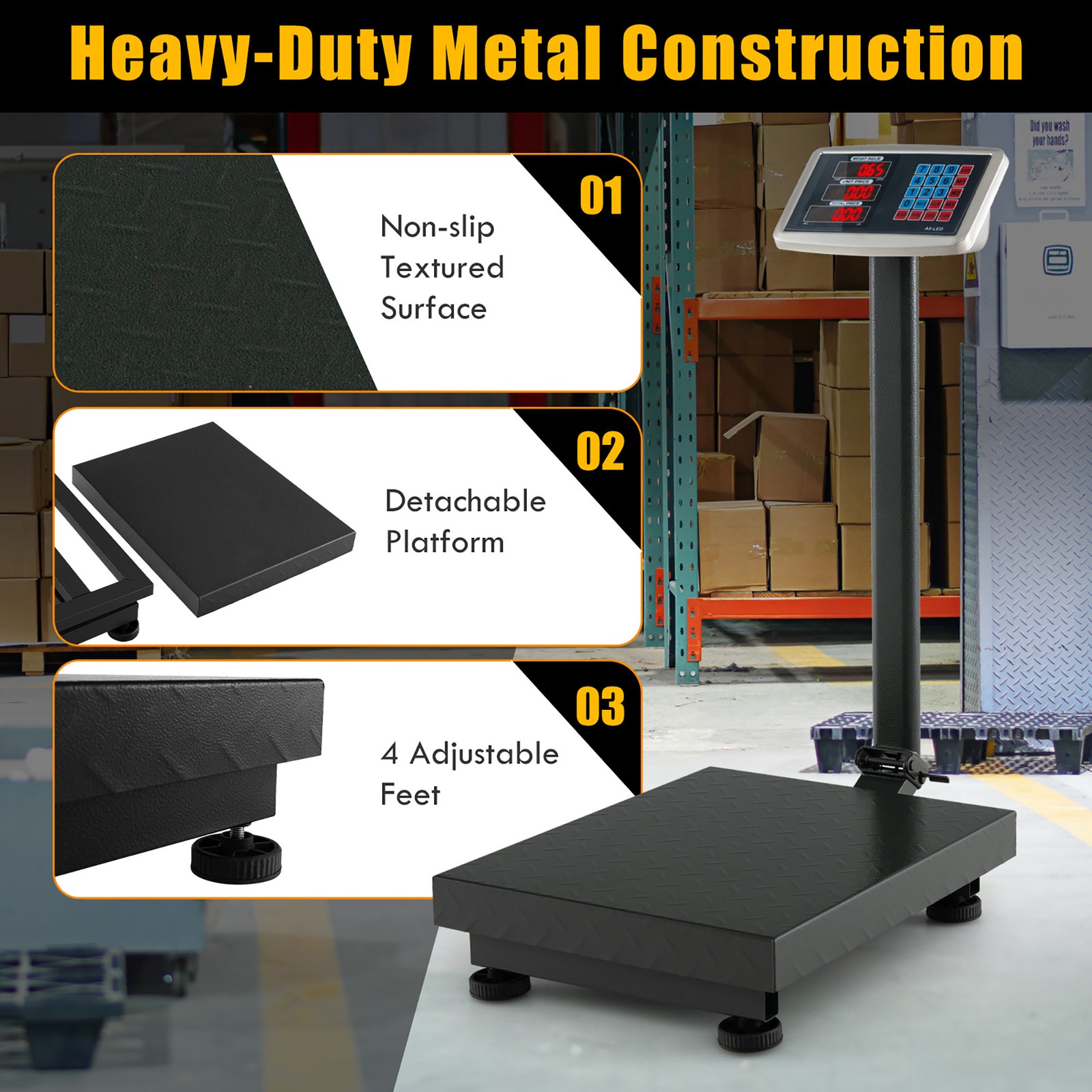 Digital Shipping Postal Scale 660 LBS Load 0.1 LBS Accuracy Floor Scale