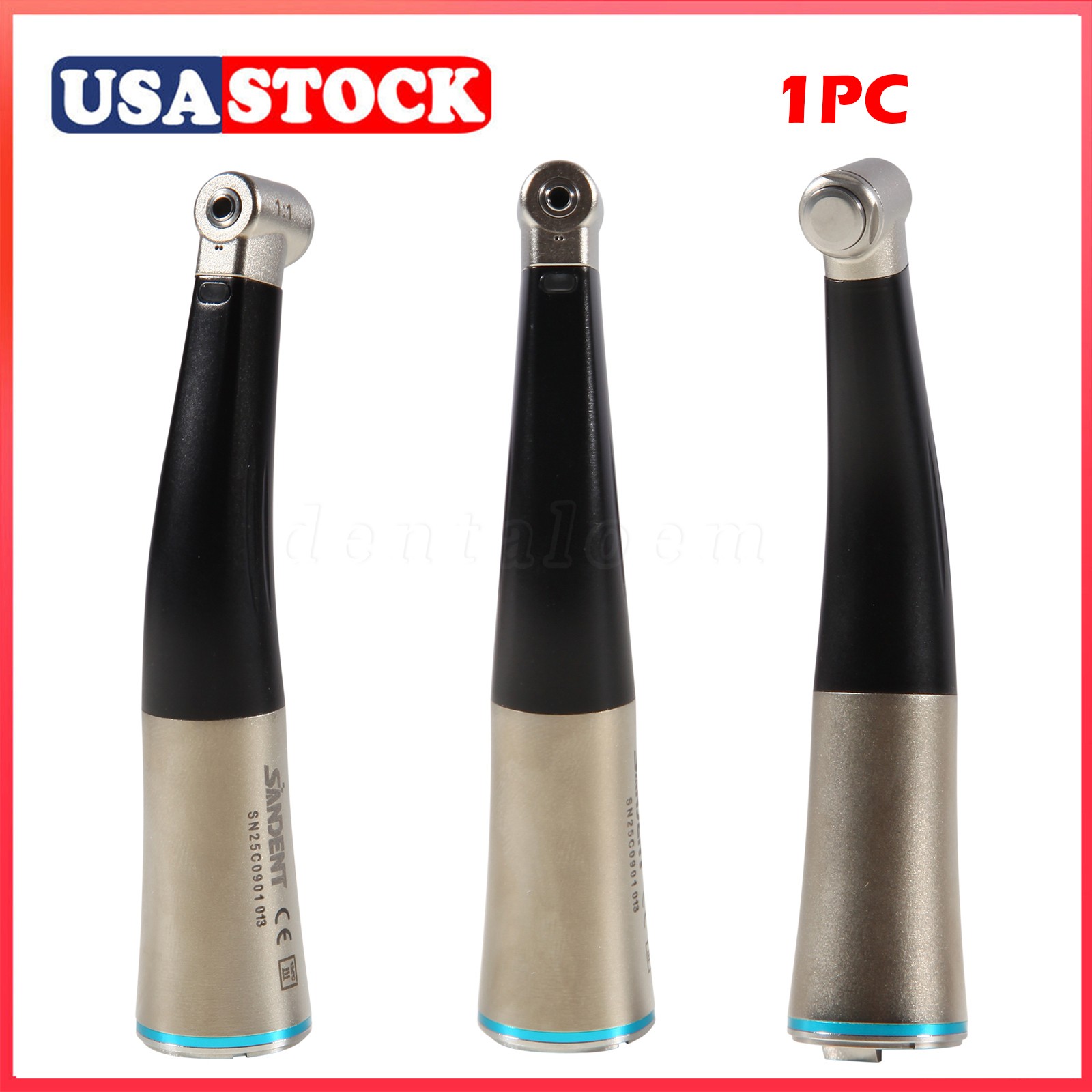 Dental Low Speed Handpiece Fiber Optic 1:1 Contra Angle Handpiece With LED Light