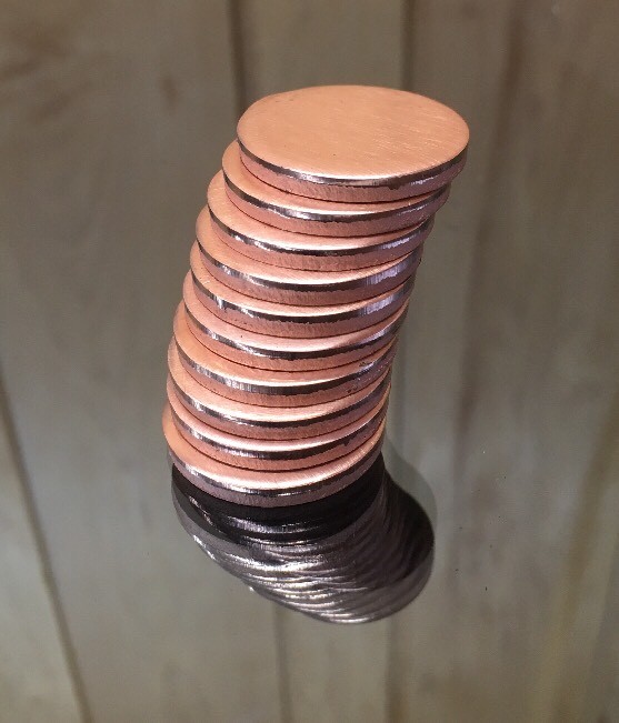 Copper Disk Circle Blanks 1″ Diameter 1/8” Thick 10 Pieces Disc Discs Disks