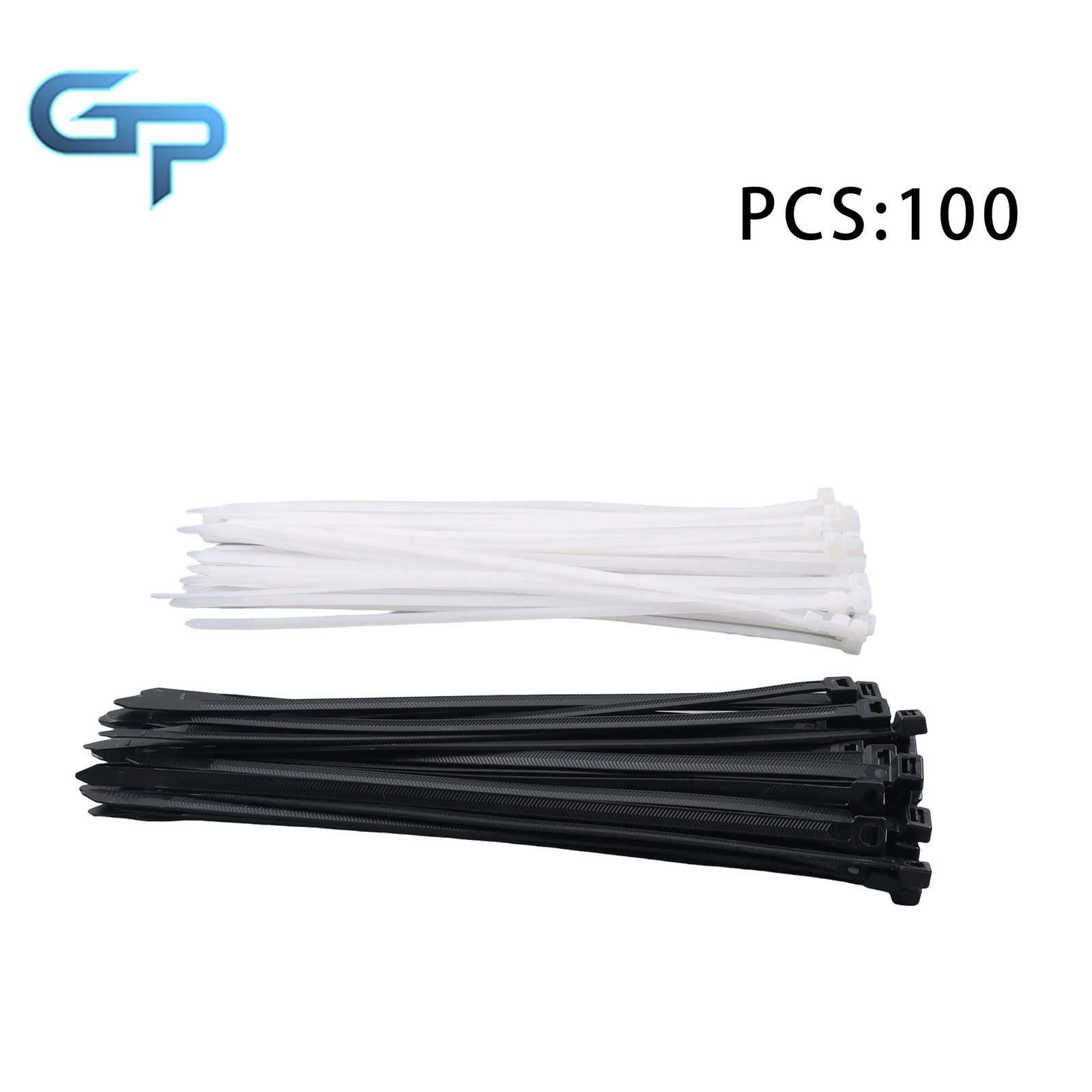 Heavy Duty Zip Ties 12″12″ V-Shaped Toothed 200lb Black White 100pcs Wide 0.13″