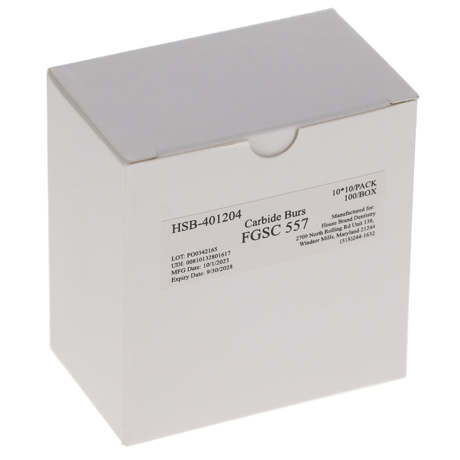 House Brand Dentistry FG #557 Crosscut Fissure Surgical Carbide Burs 100/Pk