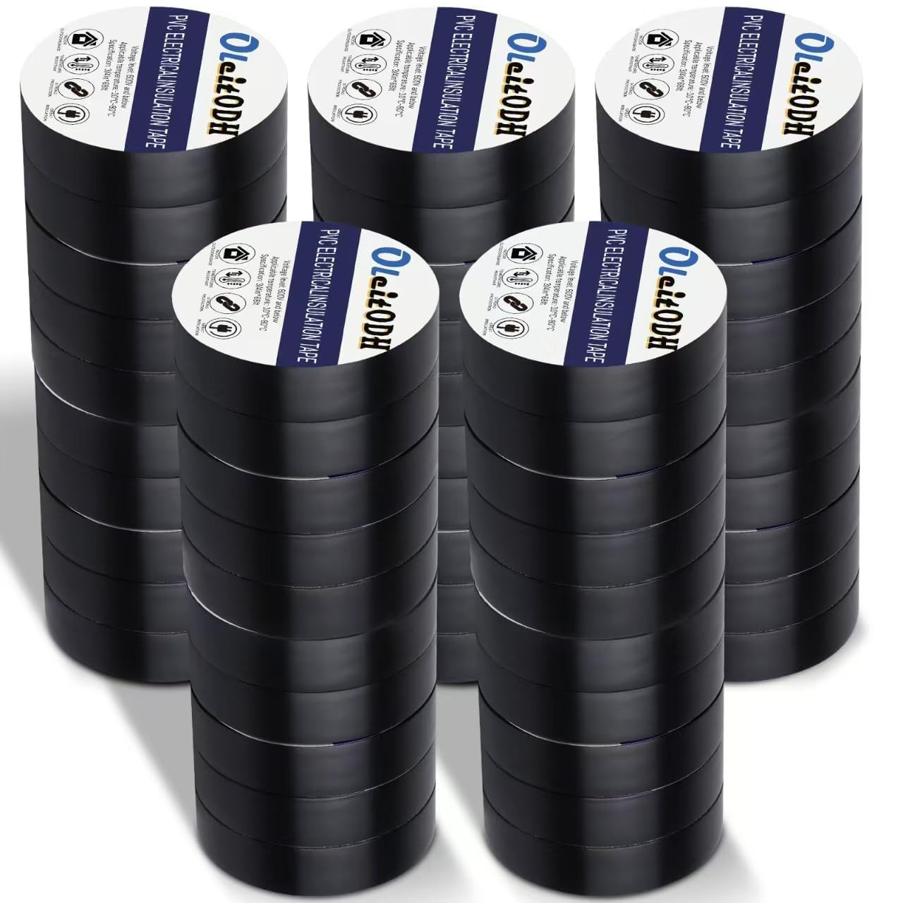 100 Rolls Black Electrical Tape Bulk 3/4 Inch X 66Ft, Waterproof Vinyl Electric