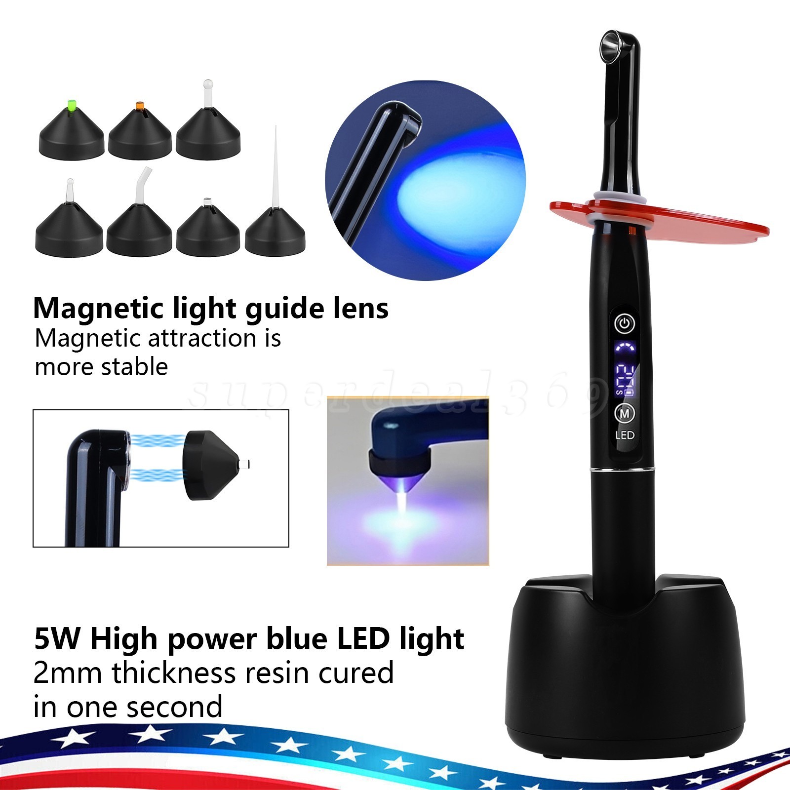 Dentist Dental LED Curing Light Lamp Wireless Cordless Resin Cure 5W 2000mW/cm²