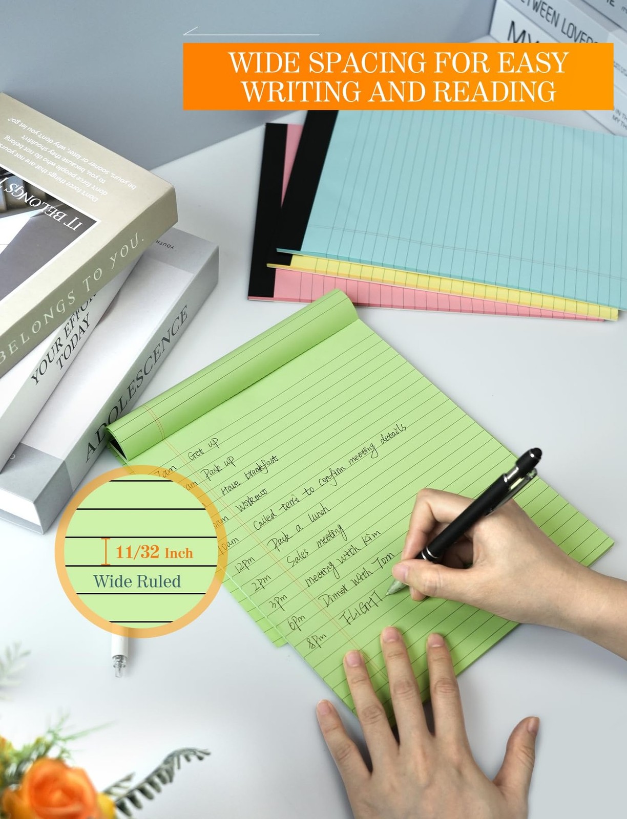 6 Pack Legal Pads 8.5 x 11, Colored Legal Pads Wide Ruled, Colored Note Pads …