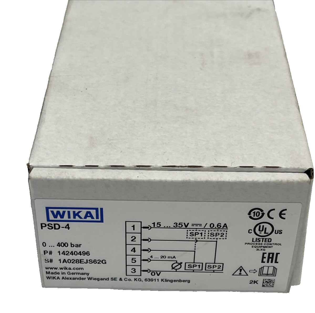 Wika PSD-4 Part number 14240496 Pressure Sensor 0 … 400bar 15…35V 4-20 mA