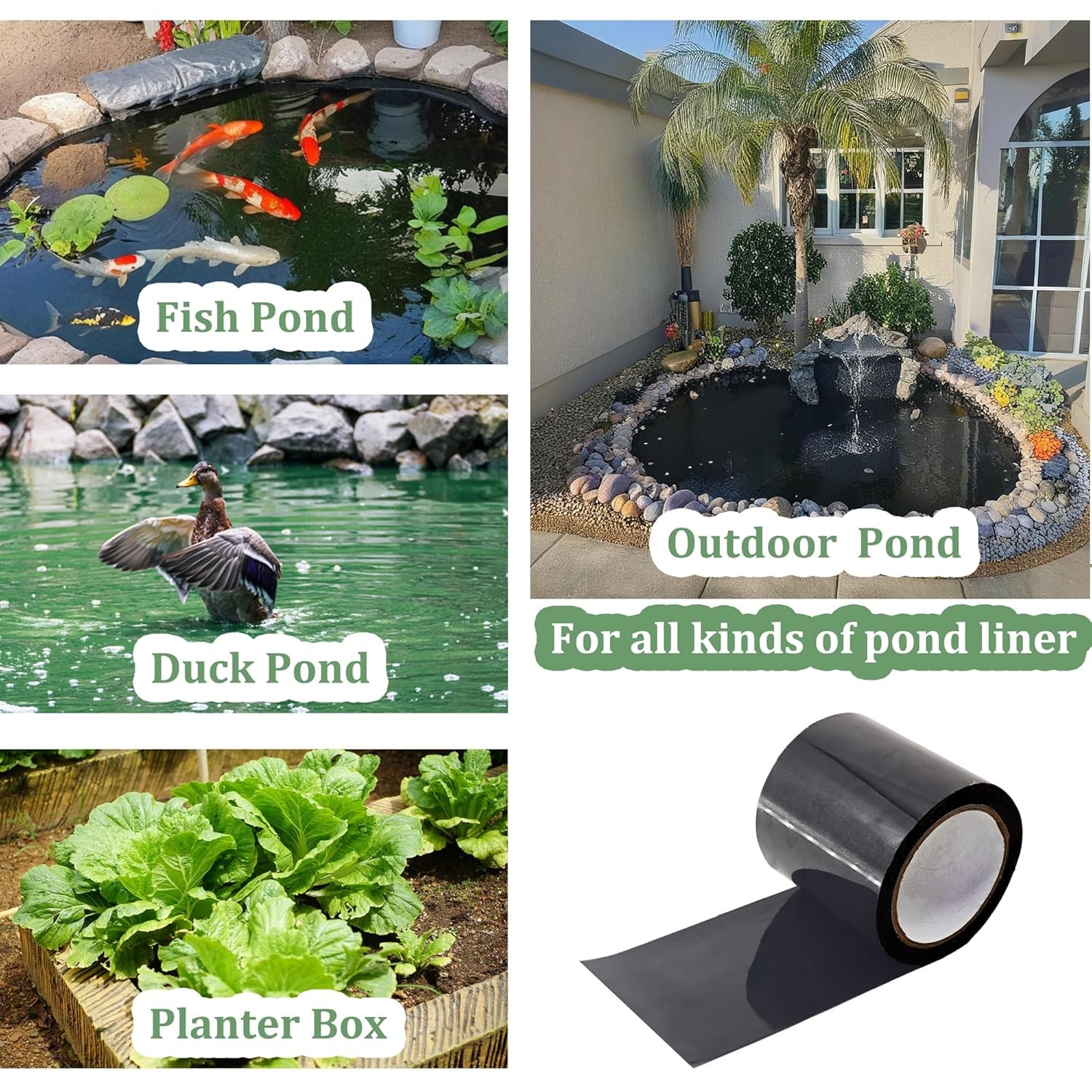 Pond Liner Seam Tape Single Sided, Waterproof Pond Repair Kit Butyl Rubber for E