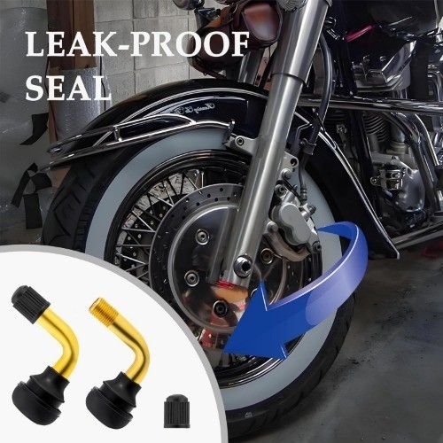 2PCS 90 Degree Valve Stem Motorcycle, Tubeless Valve Stems with Snap-in Rubber B