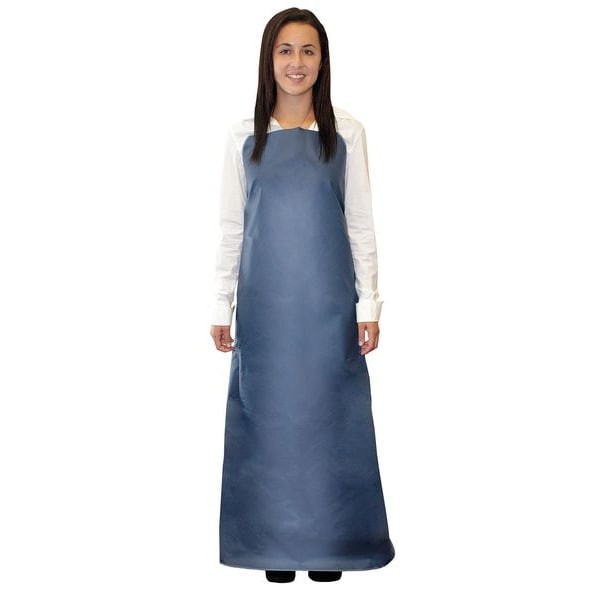 Ansell 56-601 Bib Apron, Urethane, Nylon, Blue, 55 In, Universal