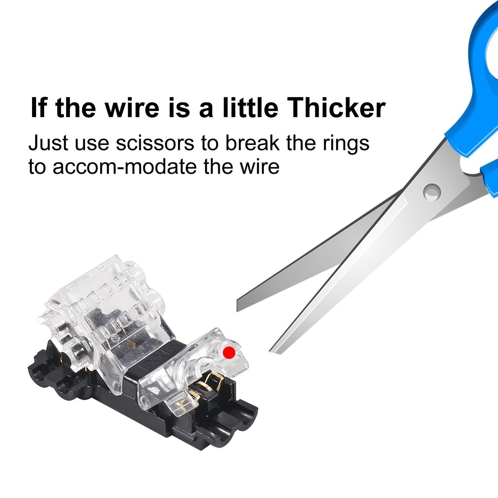 40PC 2-Pin+1-Pin T-Tap Wire Connectors,Clear,Solderless 3-Way AWG 24–20/18