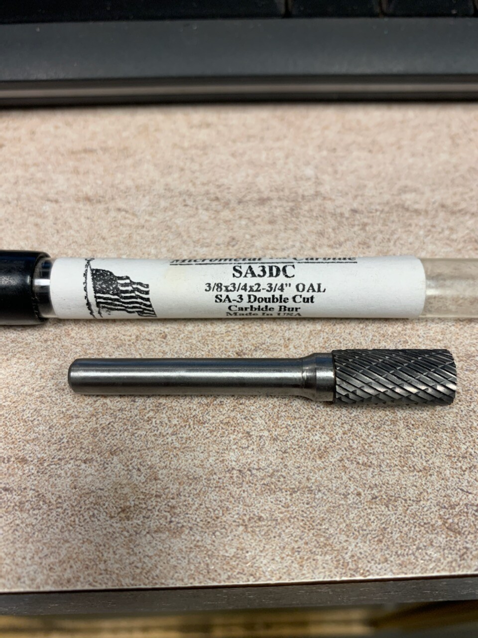 SA3DC 3/8″x3/4″x2-3/4″ Carbide Double Cut Cylinder Burr Made in USA