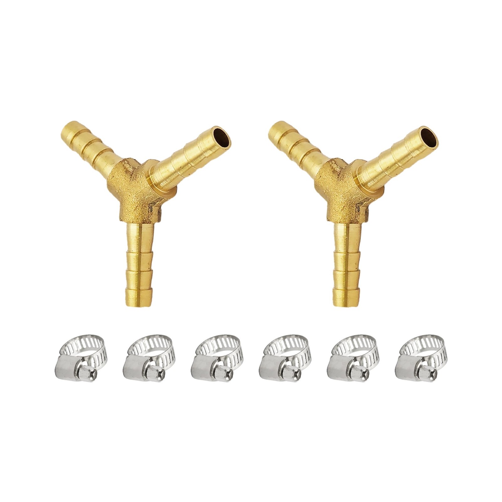 AUXBC 2Pcs 1/4Inch 3 Way Brass Hose Barb, Y Shape Brass Barb Connector Fittin…