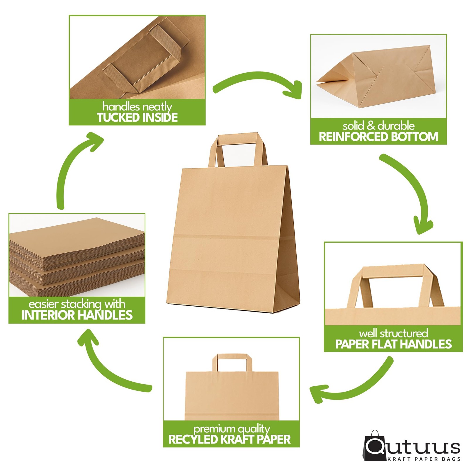 12x7x17 Large Brown Paper Grocery Bags, inches (Pack of 100),
