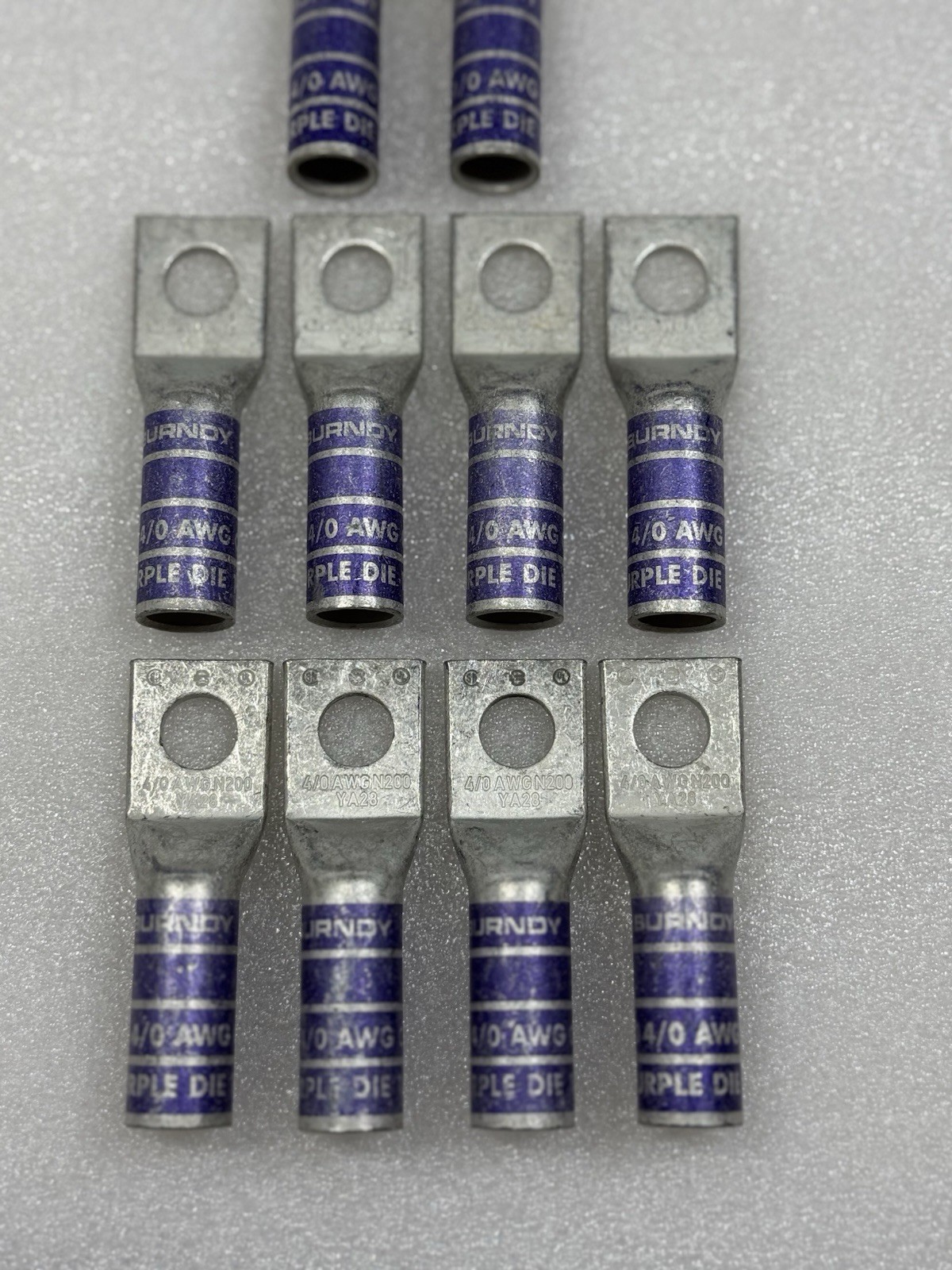 Lot of 10 Burndy Purple Die 15 N200 4/0 AWG Copper Compression Lugs