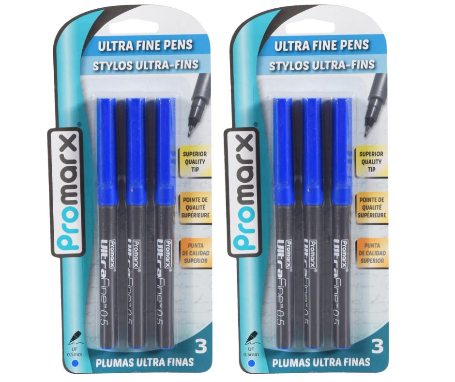2-Pack Promarx Ultra Fine Pens Precise and Vivid Lines Blue Ink 0.5mm