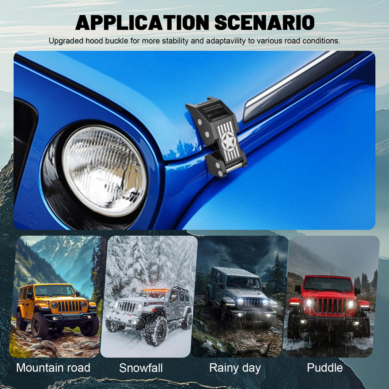 Jeep Wrangler JK/JKU 2007-2018 – Dual Aluminum Hood Latch/Catch Replacement