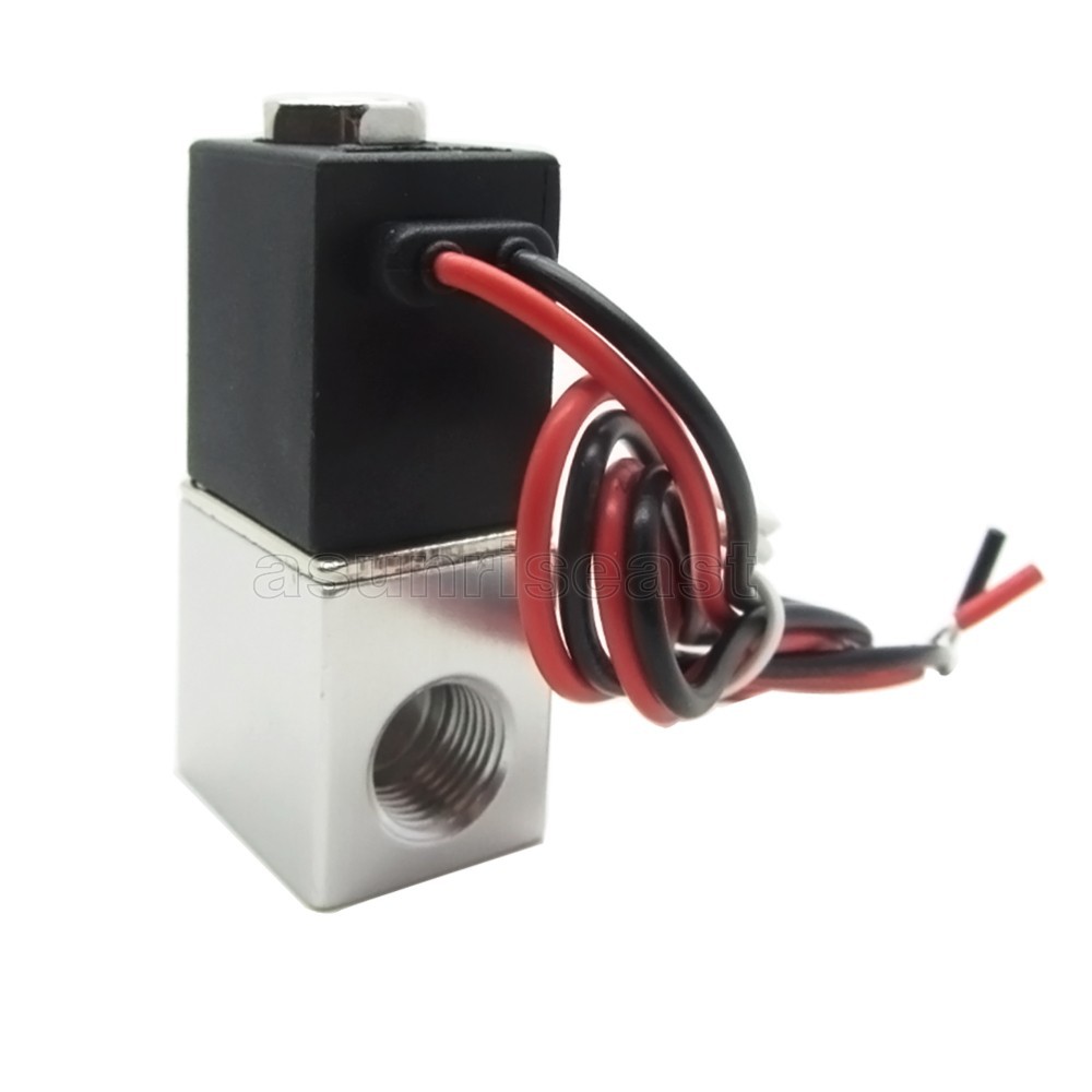 Pre-wired 12V DC Pneumatic Solenoid Valve 2 Way 2 Position Lead Wires + Fittings