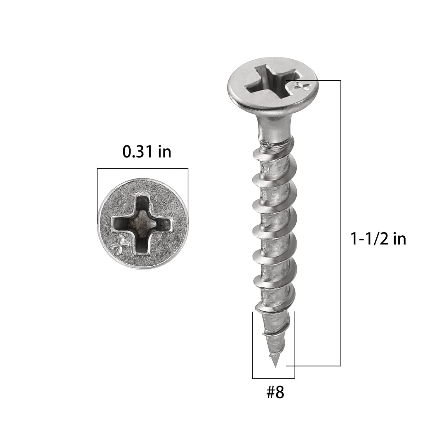 1 pounds#8X1″410 Stainless Steel Fastener Drywall Screws-Phillips with coarse…