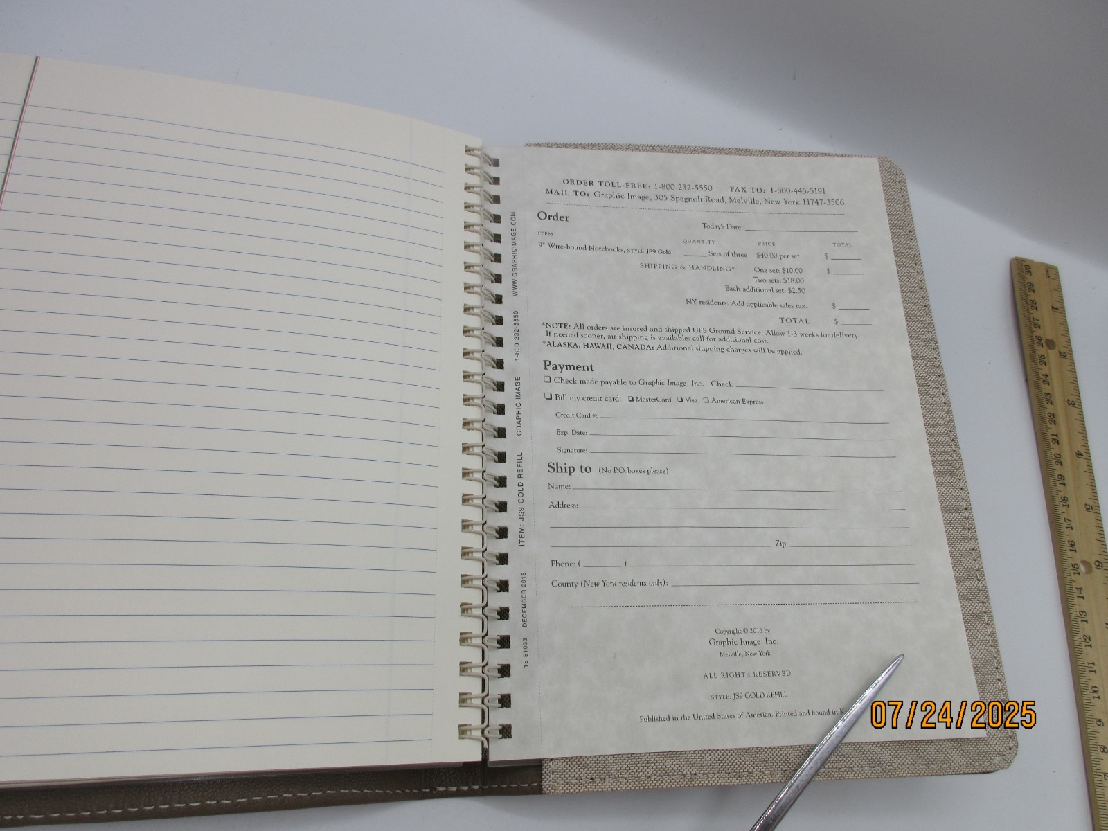 Graphic Image Notebook Refillable 9″ Goat Leather Spiral Lined Pages STONE