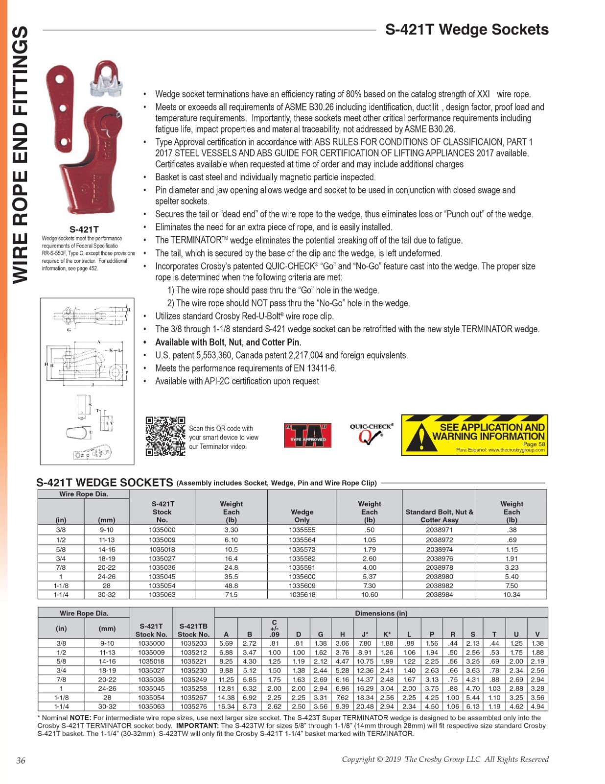 Crosby 5/8″ S-421T Terminator Wedge Socket – 1035018 Cast Steel Shackle Only