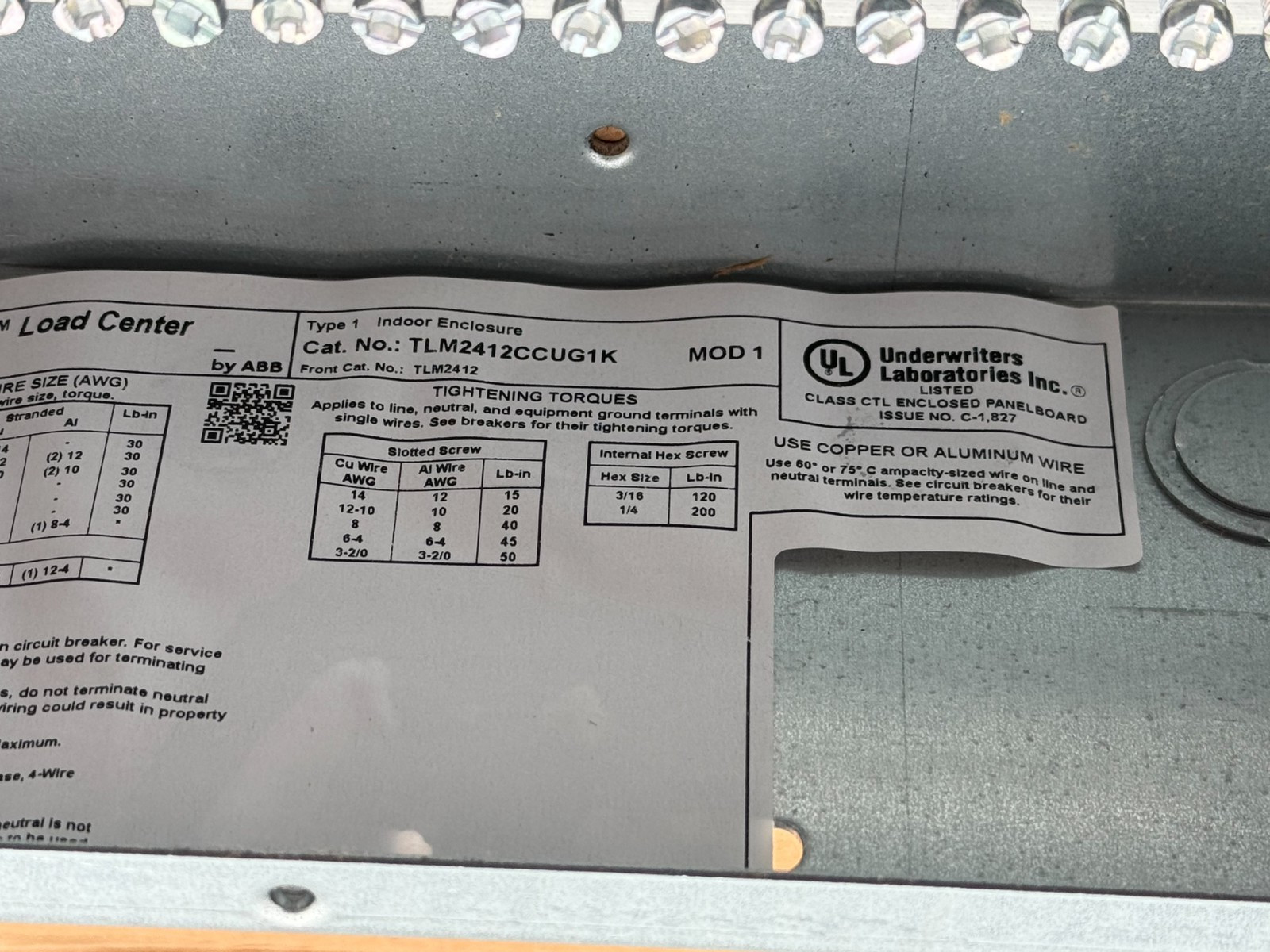 GE 125 Amp 24 Space 24 Circuit Indoor Main Lug Panel Kit TLM2412CCUG1K New