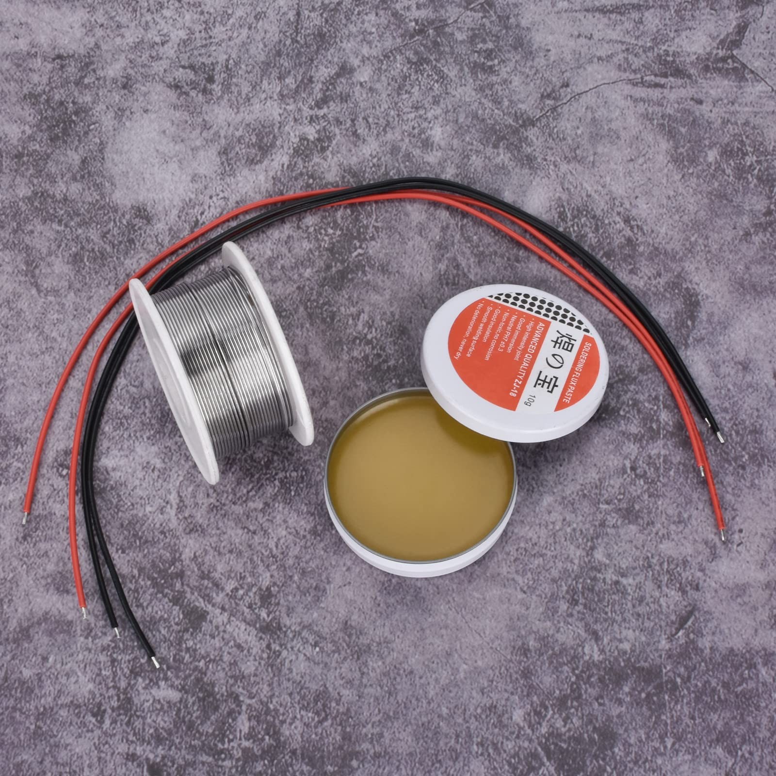 AccEncyc Solder Core Wire and Rosin Paste Flux Kit Tin Lead red, black
