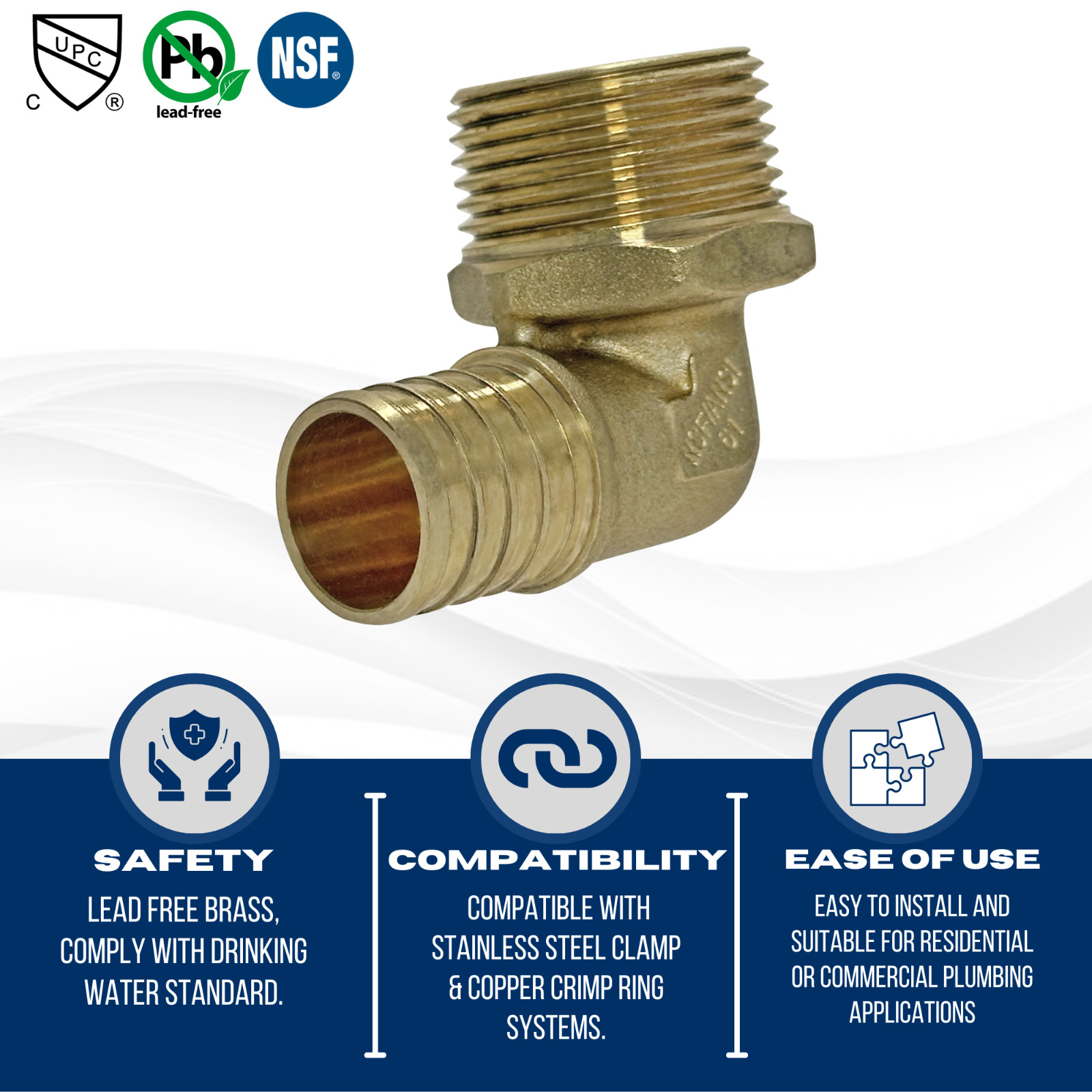 2 Pcs XFITTING Barb Crimp 1 Inch Pex X 1 Inch Male Threaded Elbow